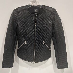 Armani Exchange Quilted Black pleather Jacket